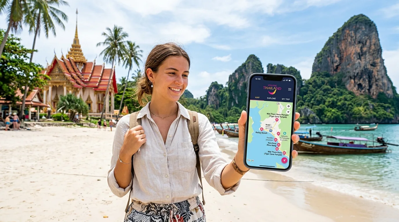 Интерфейс мобильного приложения Amazing Thailand на смартфоне туриста