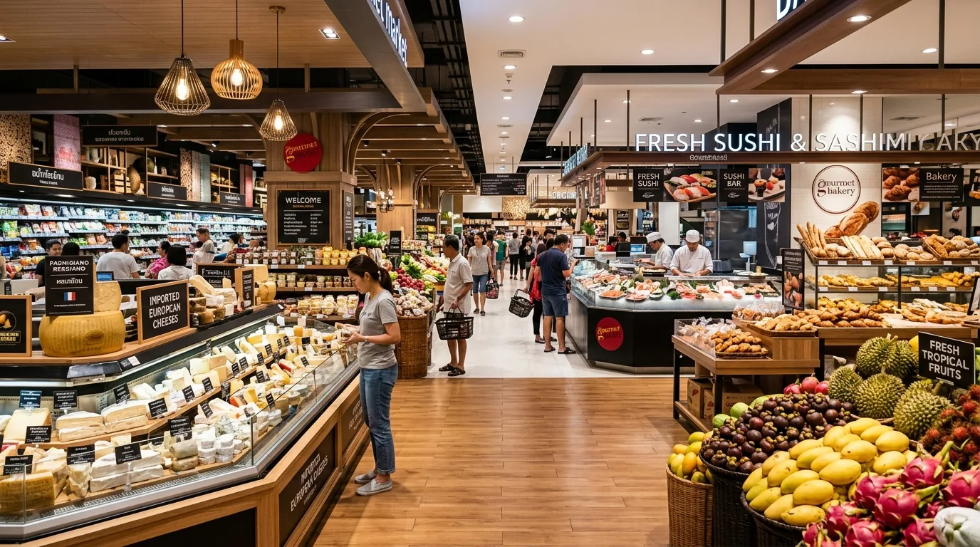 Премиальный супермаркет Gourmet Market и Tops в Бангкоке Таиланд