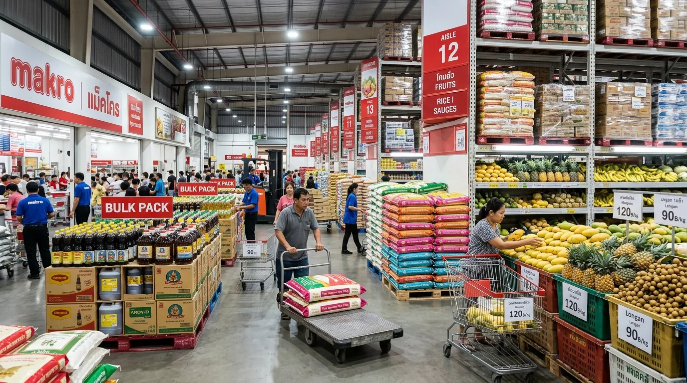 Оптовый гипермаркет Makro в Таиланде торговые ряды и продукты