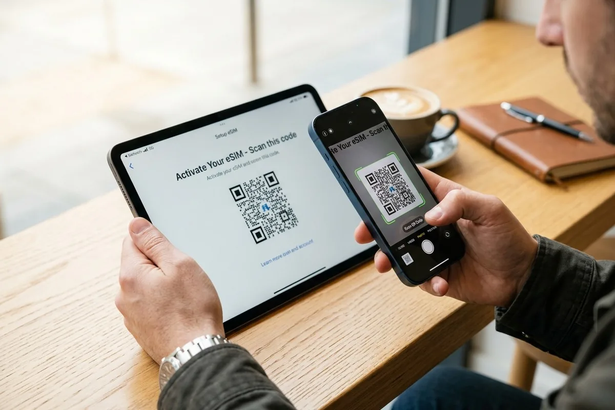 Установка и активация eSIM через QR-код в настройках смартфона iOS и Android