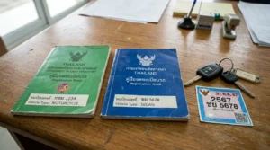 Зеленая книга регистрации мотоцикла Green Book и синяя книга авто Blue Book в Таиланде