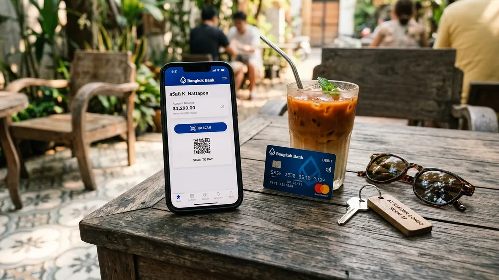 Мобильный банкинг Bangkok Bank и дебетовая карта для оплаты по QR-кодам PromptPay